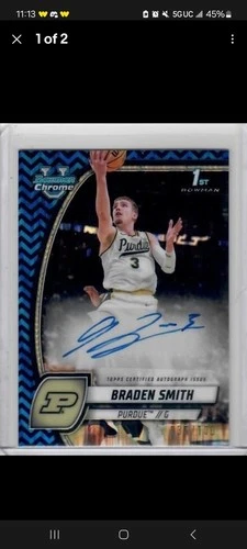 2024-25 Bowman Chrome U Braden Smith Blue Stealth Auto /100