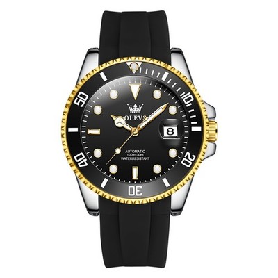 Automatikuhr Herren Uhr Kautschuk Armbanduhr Diver Wasserdicht Mechanisch Datum