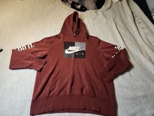 Nike Air Just Do It Hoodie Pullover Fleece Burgundy Red Men  s XLarge Big Logo XL