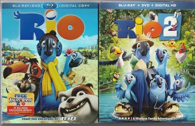 RIO 1  2011 & RIO 2 2014 Jesse Eisenberg Anne Hathaway BLURAY dvd Lot