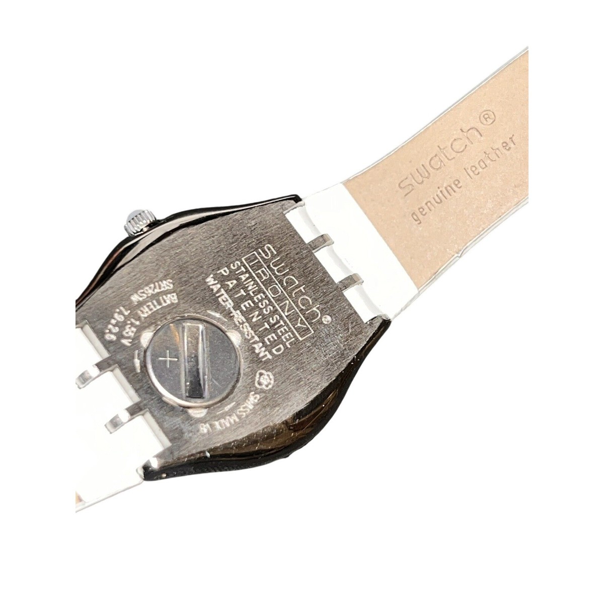 Swatch Irony Stainless Steel Watch White Leather Strap Silver Dial Swiss Made Reloj Swatch Swatch Irony Swiss Made V8 Sr936sw Irony  main image 3