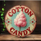 Vintage Cotton Candy Wall Tin Metal Signs Home Décor 8x8 Fluffy Pink Red White S