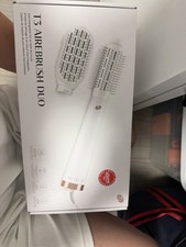New T3 Airebrush Duo Hot Air Blow Dry Brush 2 Attachments White Rose Gold
