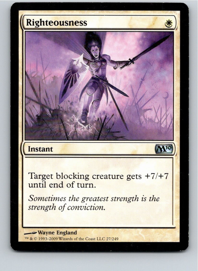 Magic the Gathering Righteousness Magic 2010 (M10) MTG Free Shipping!