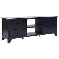 Image of TV Cabinet Black 108x30x40 cm Solid Paulownia Wood