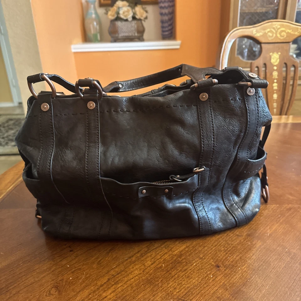 Tre Vero Black Leather Satchel Shoulder Bag Italy - Image 4 of 4