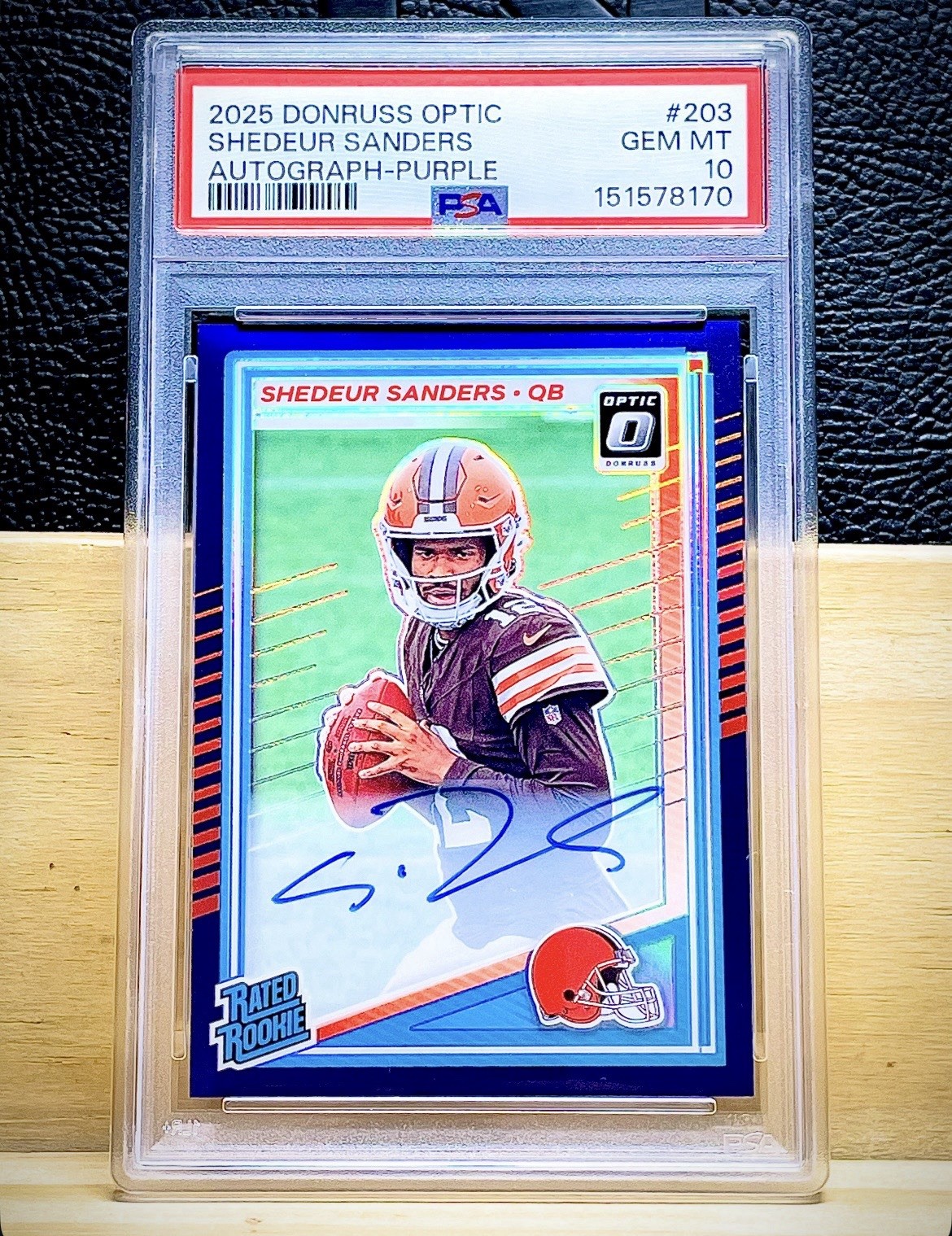 Shedeur Sanders Panini Donruss Optic #203 Autograph-Purple