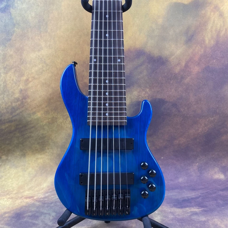 Bajo eléctrico Travel Edition azul transparente de 7 cuerdas se envía desde EE. UU. Foto 3 de 4