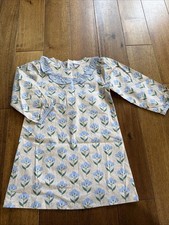 Girls Stitchy Fish Boutique Dress 3T Blue Flowers 100 Cotton Ruffled Neck
