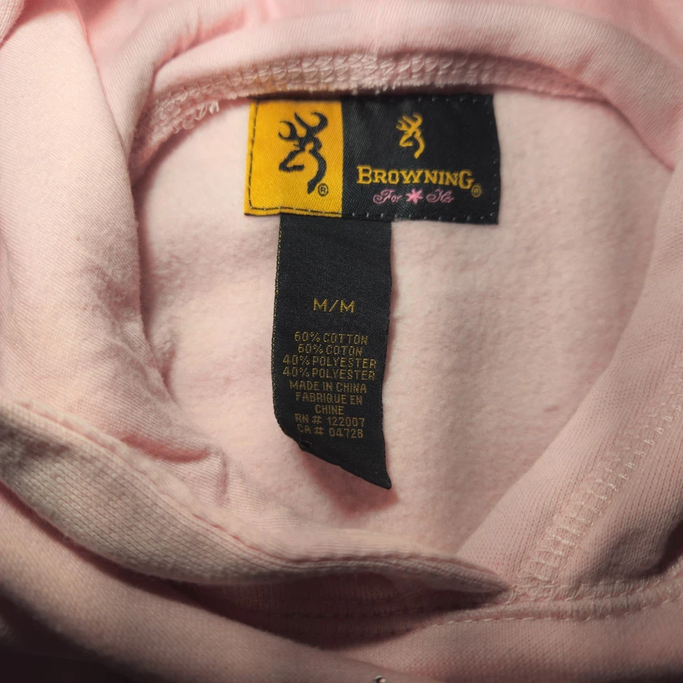 Browning молодежи средний блестящий толстовка с капюшоном светло-розовый со стразами Buckmark - Изображение 3 из 4