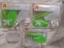 Lot of 3 Up & Up TSA Compliant 7-Piece Travel Container Kit Green w/ Soap Dish
