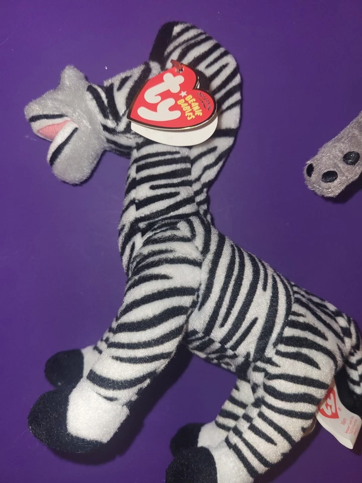 Ty Beanies, 8 Inch MARTY ZEBRA and GLORIA HIPPO, Madagascar Escape 2 Africa - Image 2 of 4