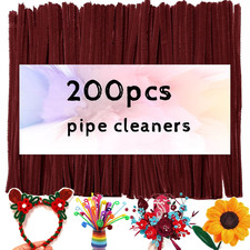 Red Brown Pipe Cleaners for Crafts,200Pcs Chenille Stems,Craft Supplies,Thick Ch