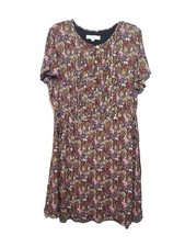 LOFT Pintucked Paradise Jungle Print Side-Tie Mini Dress Size XL Multi NWT