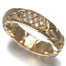 Auth BVLGARI Ring Diamond Alveare US5-5.25 18K 750 Yellow Gold
