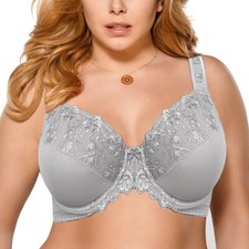 Womens Underwired Full Coverage Bra Unlined Minimizer Lace Bra Plus Size 36 - 48