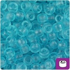 BeadTin Light Turquoise Frosted 9mm Barrel Pony Beads 500pcs