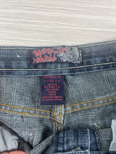 Brooklyn Express Jeans Mens 38x32 Baggy Wide Leg Hip Hop 90s Y2K Distressed - Picture 12 of 13
