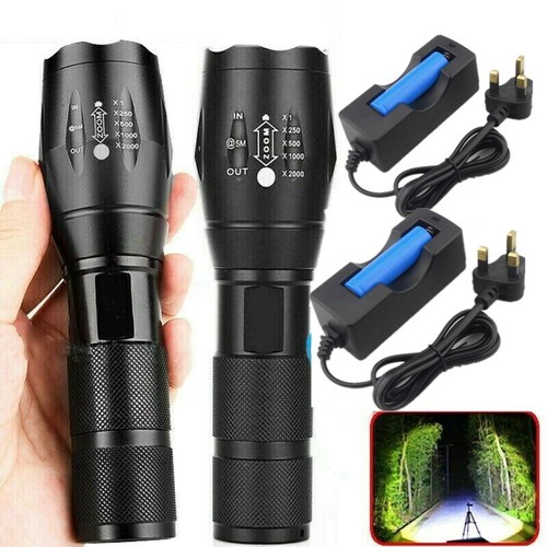 2x High Powered Torch 99000000lm Super Bright LED Flashlight Military Work Light - Picture 12 of 24