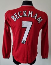 Manchester United 2000 - 2002 Home football Umbro l/s jersey 7 Beckham size Y