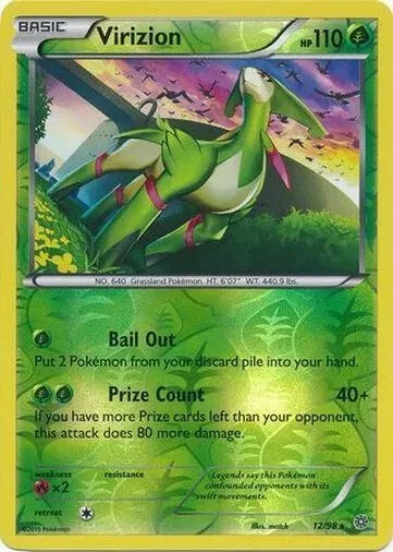Pokemon XY Ancient Origins Virizion Reverse Holo Rare 12/98