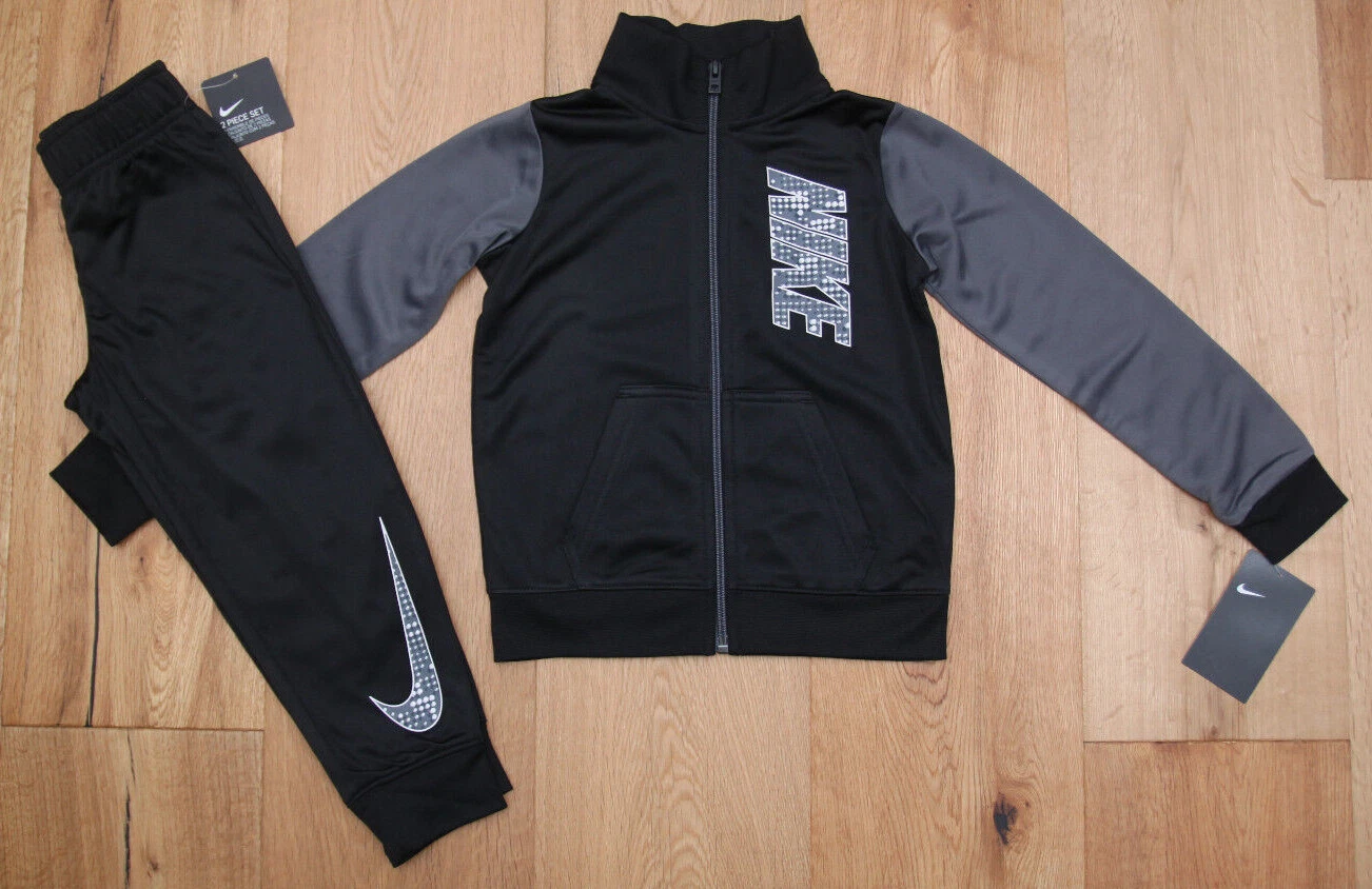 Nike Baby Boy 2 Piece Jogging Set ~ Tracksuit ~ Black, Gray & White ~ 12M