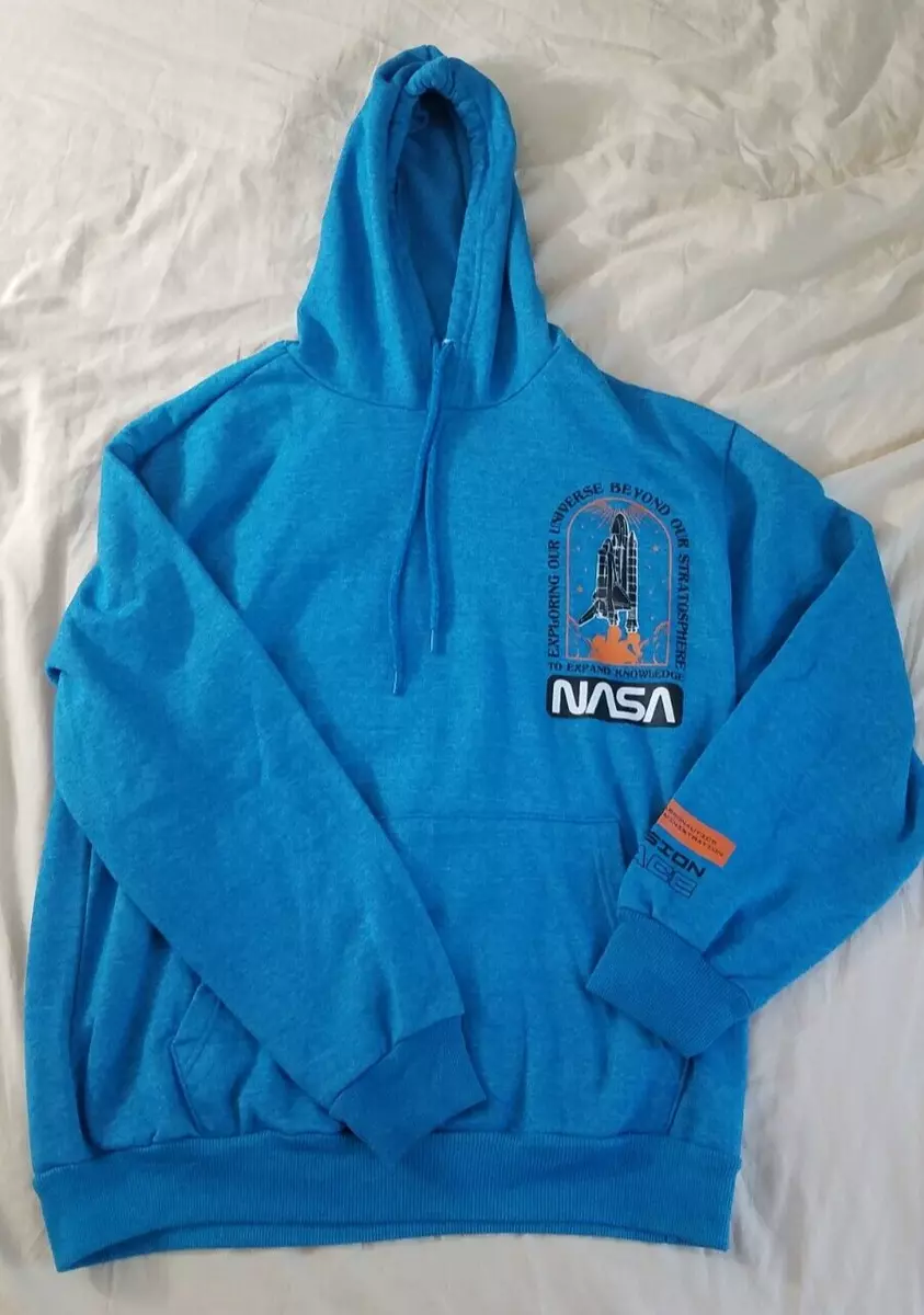 Hyper Space Adult Men s Unisex Size Large L Blue NASA Hoodie w Pocket