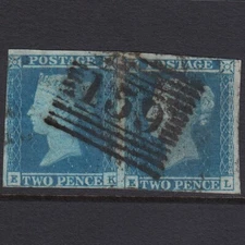 N24_28 GB QV 1841 2d PL 4 SG14-E1(2) EK-EL FU PAIR GLASGOW 159 CONTRARY TO REGS