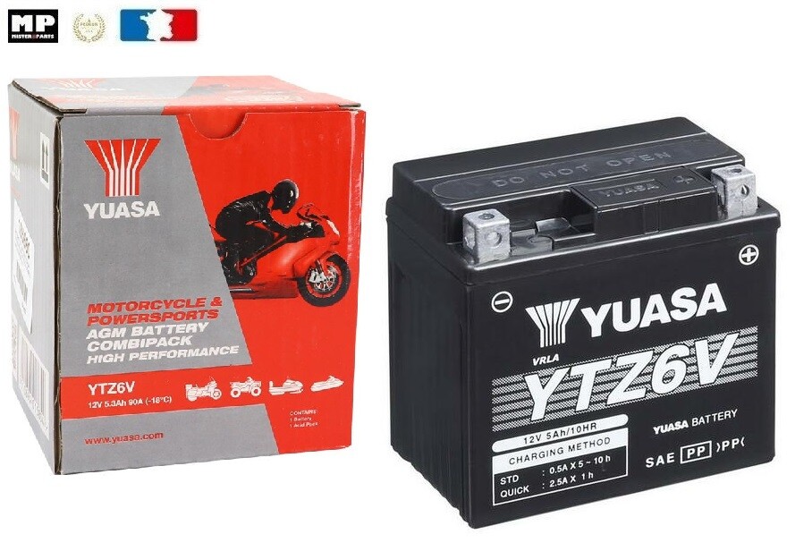Batterie sans entretien Yuasa YTZ6V 12V activee et hermetique 113mm
