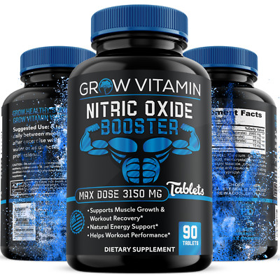 Grow Vitamin, L Arginine (3150mg) Highest Capsule Dose - Nitric Oxide Supplement