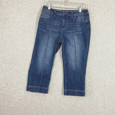 Chicos Platinum Capri Jeans Womens Sz 0.5 6 Blue Straight Mid Rise Med Denim