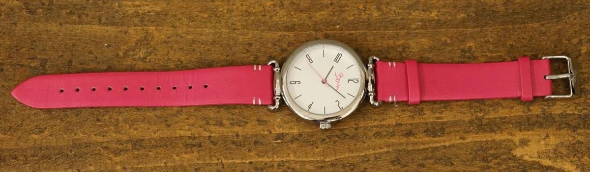 Costume Jewelry BOUM Hot Pink Band Silver Tone Bezel Ladies  display picture 2