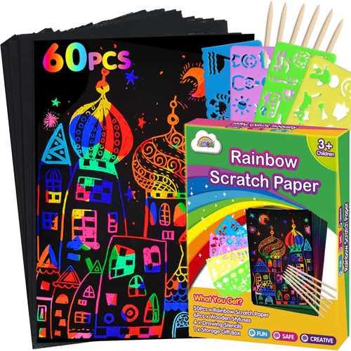 Scratch Paper Art Set - 60 Pieces for Kids' Creative Learning and Fun