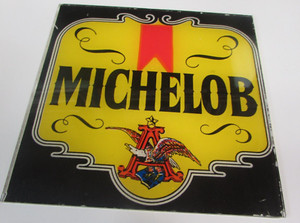 MICHELOB - 6 INCH GLASS SIGN - CARNIVAL PRIZE - VERY GOOD