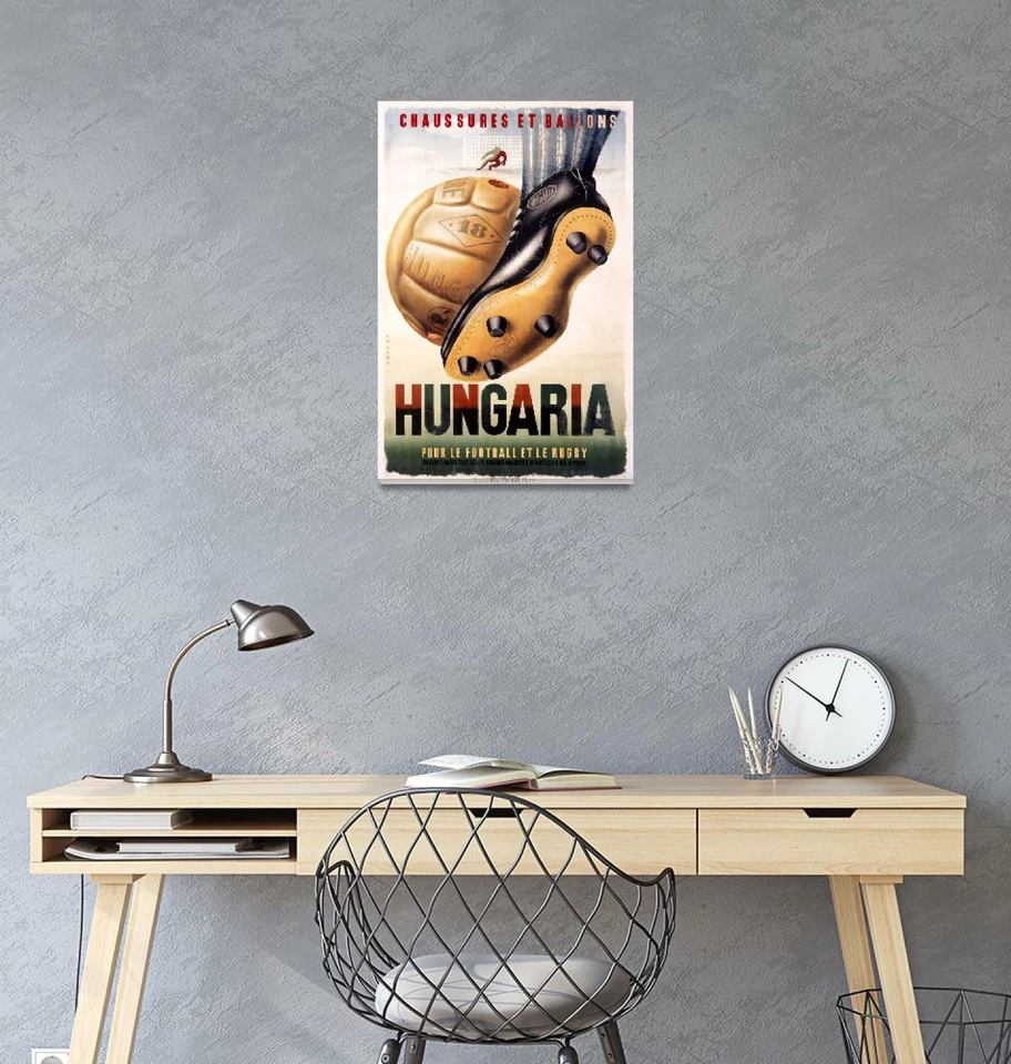 Arte en lienzo - Anuncio vintage de fútbol rugby de Hungría, Foto 3 de 4