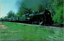 Postcard A 136, Allegheny 2102, passenger train eastbound at Latimer, Ohio