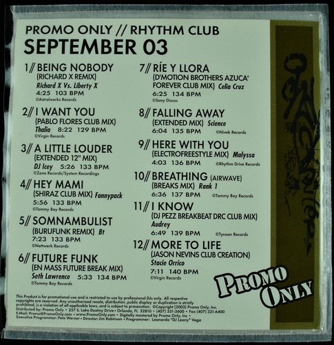 PROMO ONLY "RHYTHM CLUB OCTOBER 2003" DJ PROMO CD COMPILATION 10 TRKS JO-L *NEW* - Picture 2 of 3