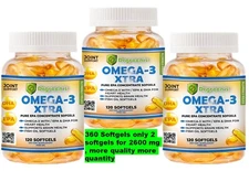 Ultra Pure Omega 3 Fish Oil 2600mg Small, Potent, Joint support Relief XL 120