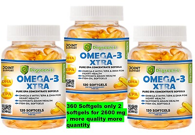 #ad Ultra Pure Omega 3 Fish Oil 2600mg Small Potent Joint support Relief XL 120 $28.72
