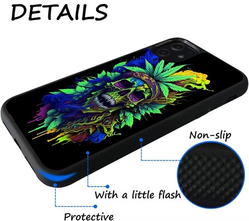 Shockproof Cover Trippy Marijuana Skull Weed For Motorola Google 6 6A 7 - Picture 9 of 25