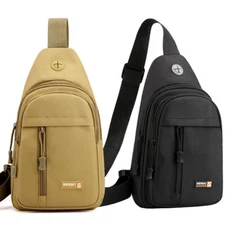 Mens Small Sling Bag Crossbody Bag Chest Shoulder Travel Bag With Earphone Hole