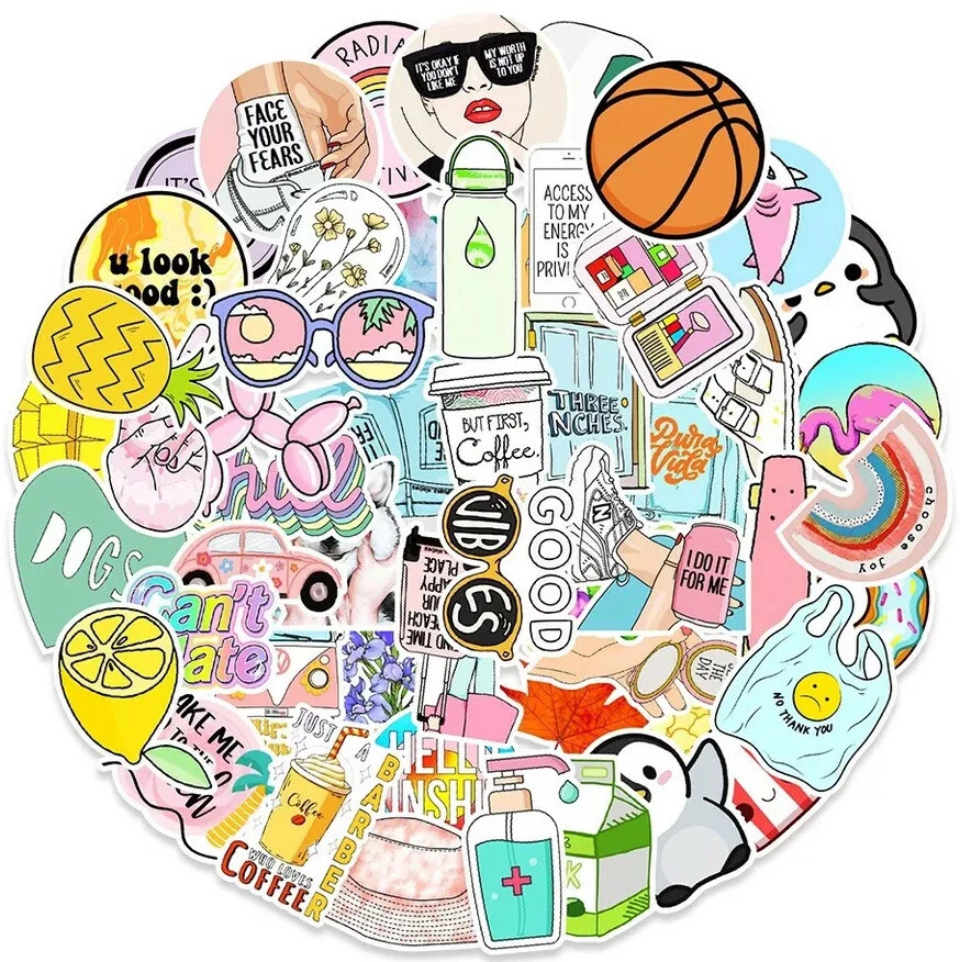 50 Pcs Cute Random Cool Vinyl Decal Graffiti Sticker Bomb Skate Laptop Guitar UK - Image 2 of 4