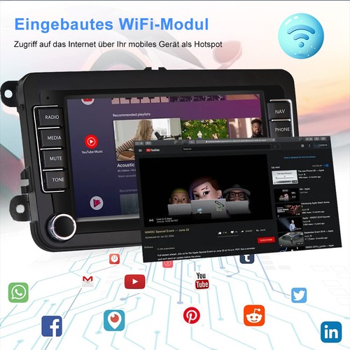 7" 2Din Autoradio Android 13.0 GPS Navi BT WIFI Für VW GOLF V Touran Caddy Polo - Bild 8 von 12