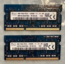Lot Of 2 SK Hynix 4GB SODIMM Laptop Memory 1Rx8 PC3L-12800S HMT451S6AFR8A-PB