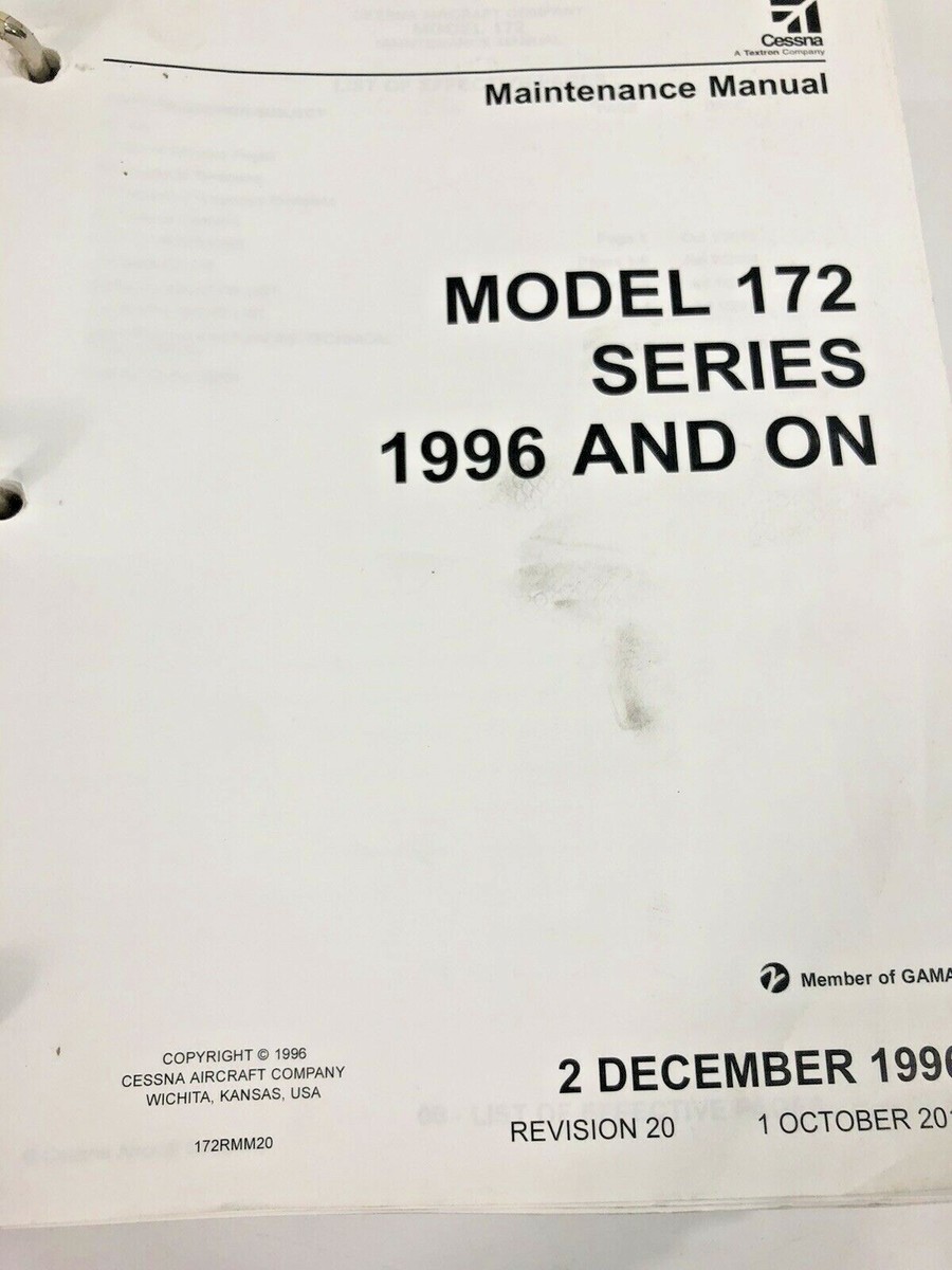 Cessna 172 Series Maintenance Manual 1996 and On | eBay