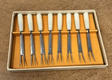Set of 8 Vintage Stainless Steel LITTLE FORKS Knobler Hor D'oeuvre Forks