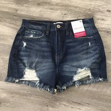 So Mom Jeans Shorts Juniors 9 High Rise Stretch Denim Distressed 29W NEW