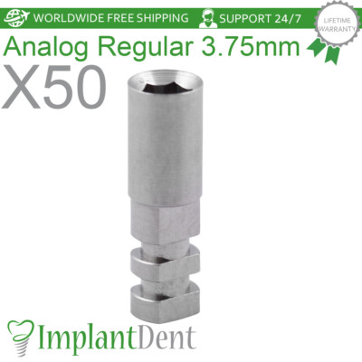50x Dental Analog Regular Platform D-3.75mm Stainless Steel Int Hex 2.42mm