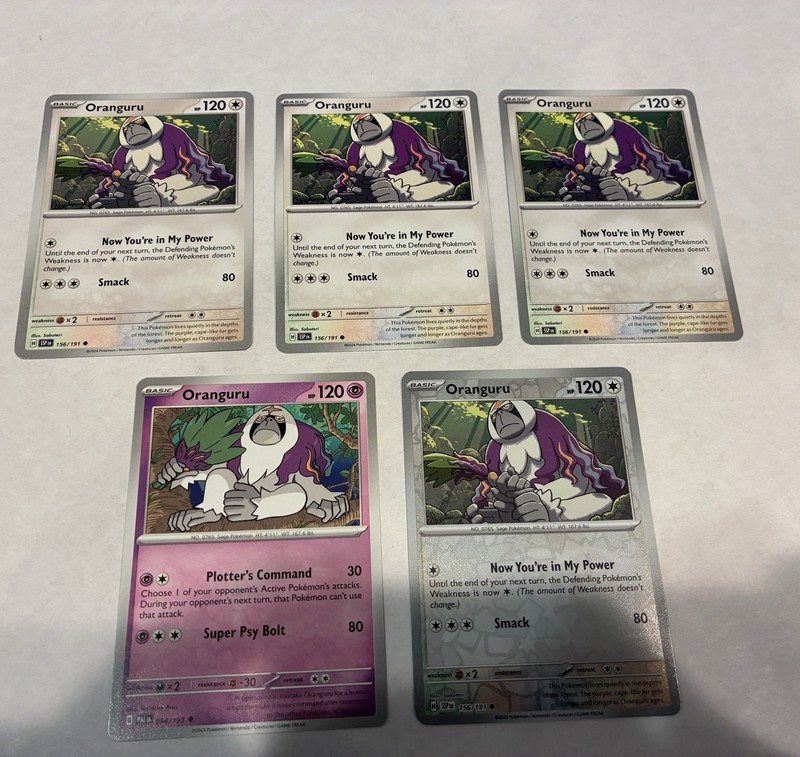 Lot Of 5 Oranguru Pokemon Cards