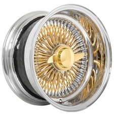 Gold Spokes Chrome Lip La Wire Wheels Rev 100-spoke Sl 14x7 Rims 4pcs D4